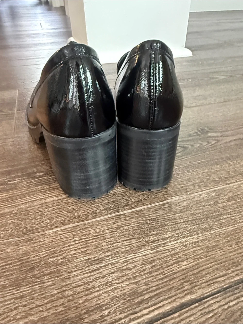 Jane And The Shoe NWOB Leighton Black Patent Chunky Platform Loafer Ladies 7